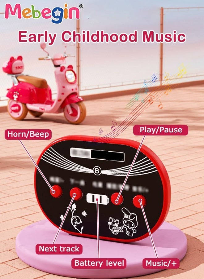 MEBEGIN Girls Electro-tricycle with Adorable Pattern, Sturdy Scooter with Music and LED Headlight, Electromobile with 3 Wear-resistant Wheels and Rear Storage Compartment, Outdoor Ride-on Toy, Suitable for Various Roads, Ideal Gift for Girls - Image 5